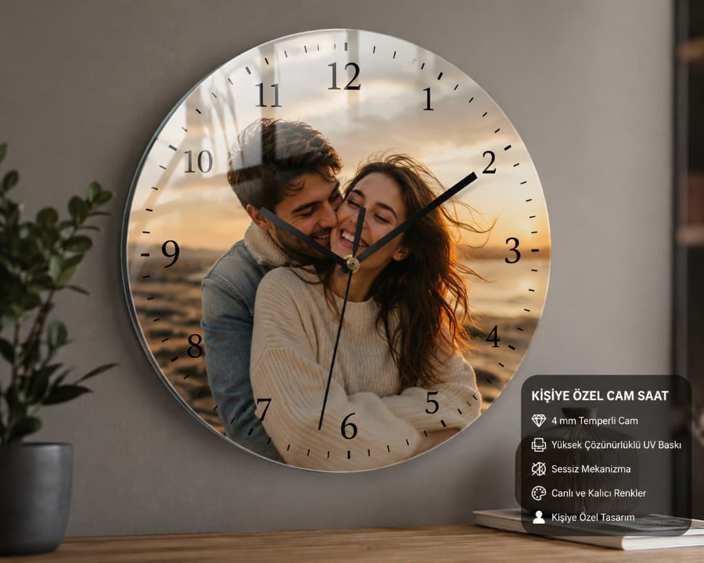Kişiye Özel Cam Saat — Duvar mockup